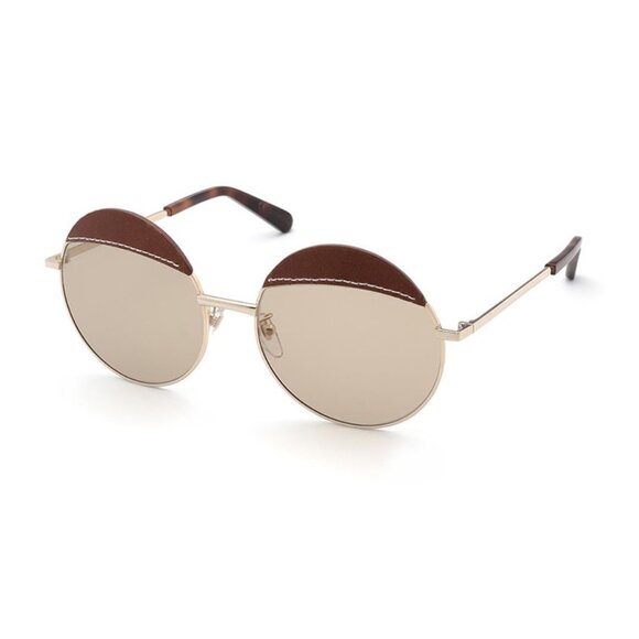 NEW LOEWE ROUND SUNGLASSES, BROWN GOLD WOMEN EYEWEAR LOEWE